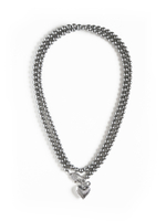 Колье "Long Dark Grey Heart" Silver