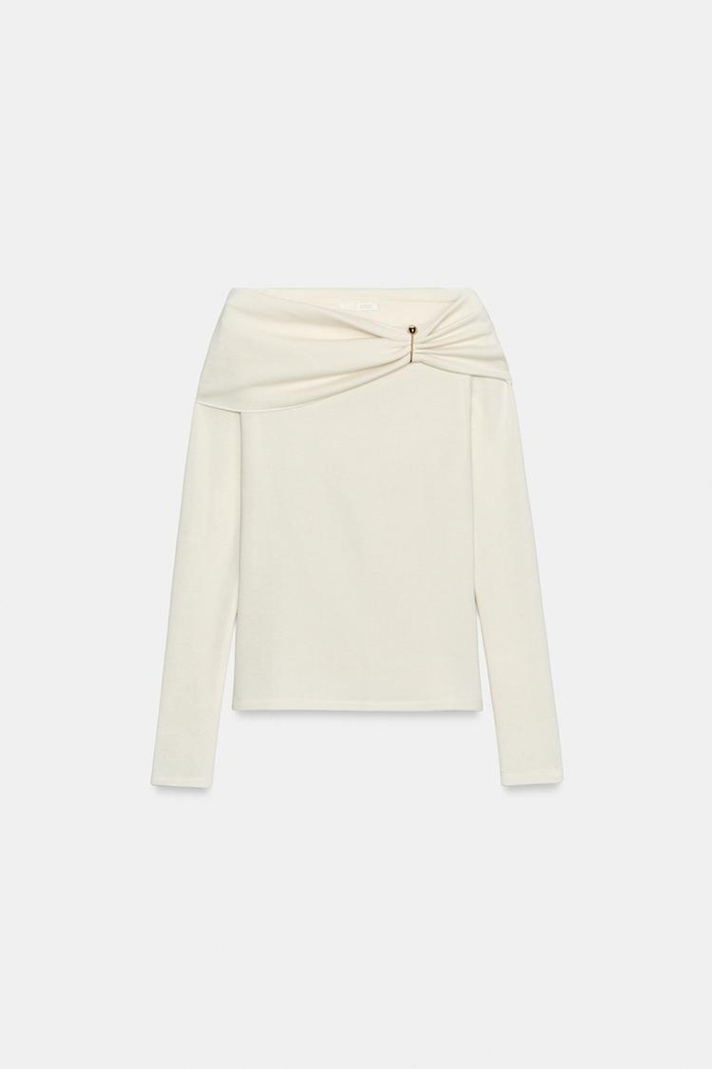 ZARA ТОП ИЗ МЯГКОЙ ТКАНИ С ПРЯЖКОЙ, ЭКРЮ