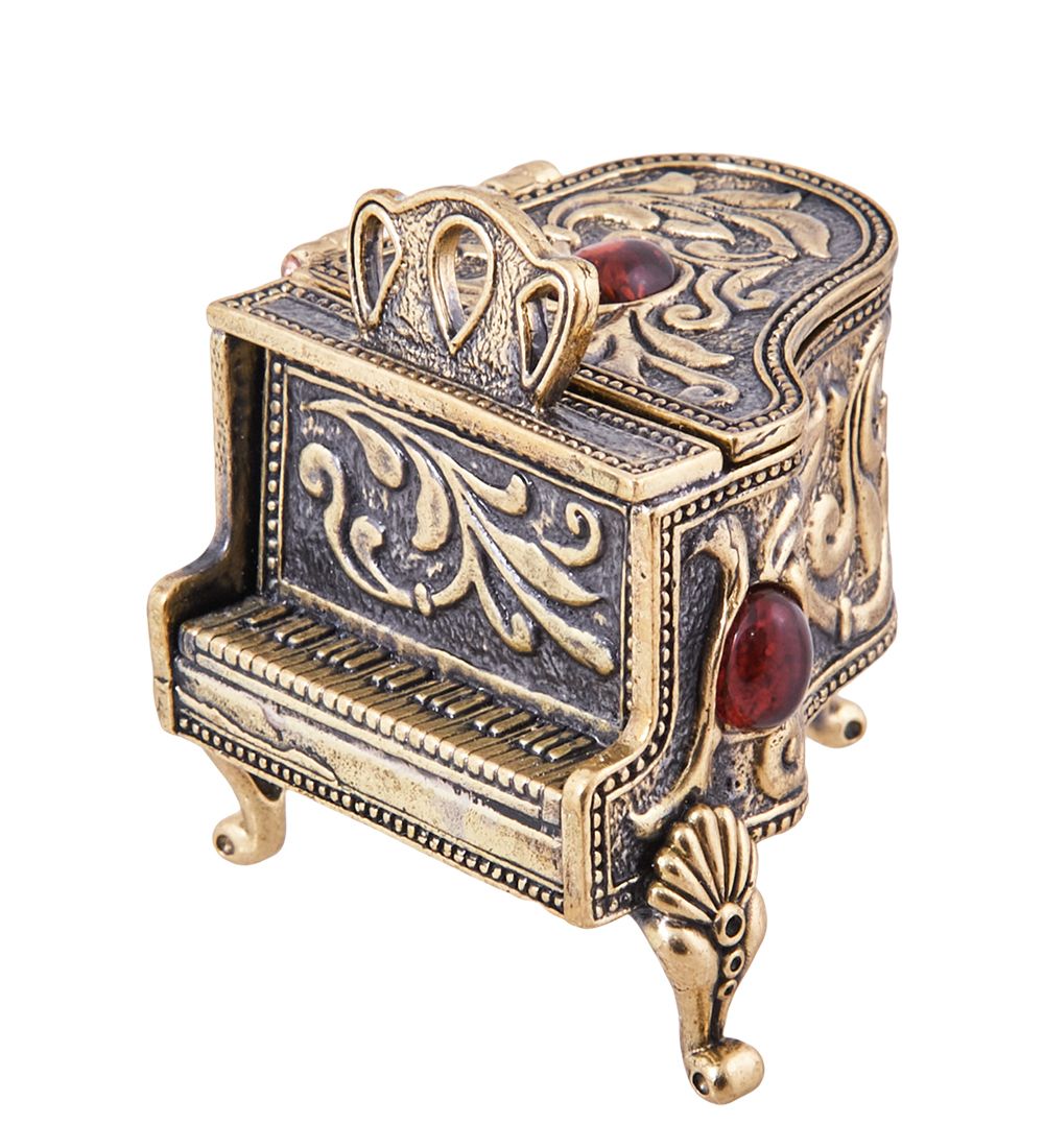 Народные промыслы AM-3881 Шкатулка «Рояль» (латунь, янтарь)