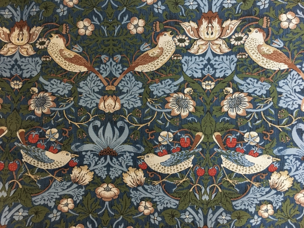 Гобеленовая ткань Воришки синий фон ширина 150 см