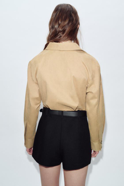 ZARA ЮБКА-ШОРТЫ С РЕМНЕМ, ЧЕРНЫЙ