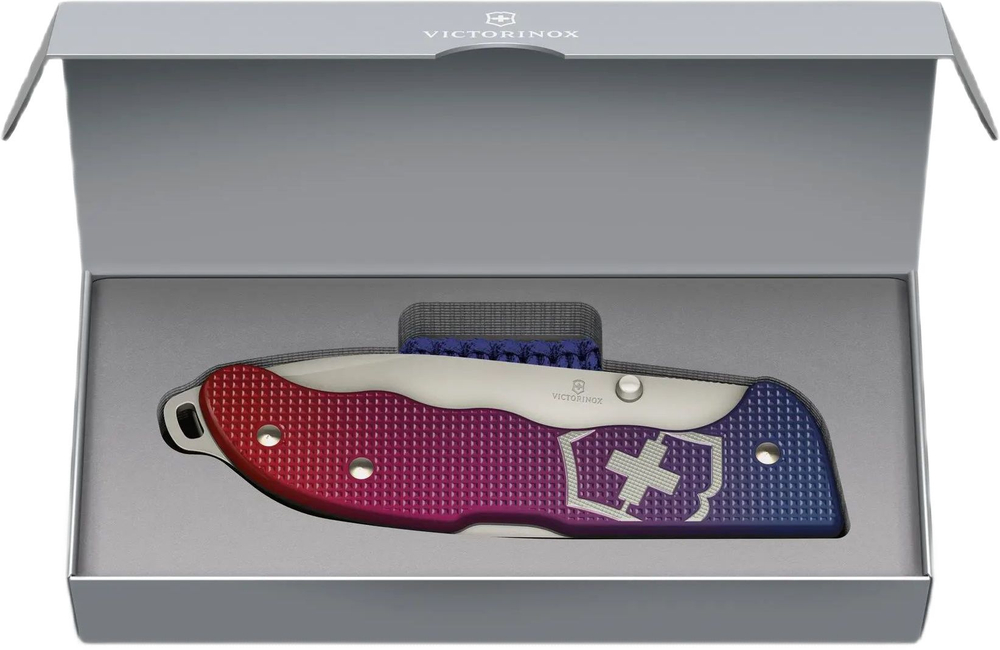 Нож Victorinox Evoke Alox, 136 мм, 4 функции, синий/красный подар.коробка