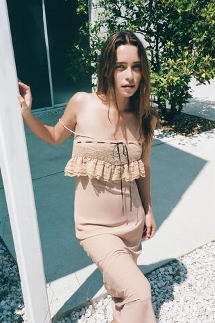 ZARA ПЛАТЬЕ С КОНТРАСТНЫМ БАНТОМ И ВЫШИВКОЙ, ПАСТЕЛЬНО-РОЗОВЫЙ
