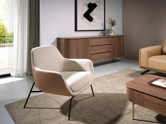 Кресло Angel Cerda 5099 с обивкой из ткани и экокожи