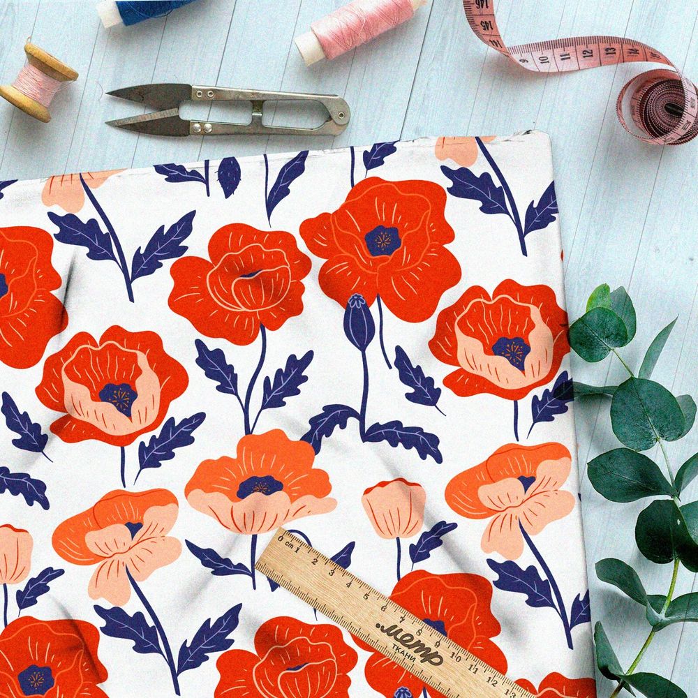 Ткань ниагара алые маки из советского мультика