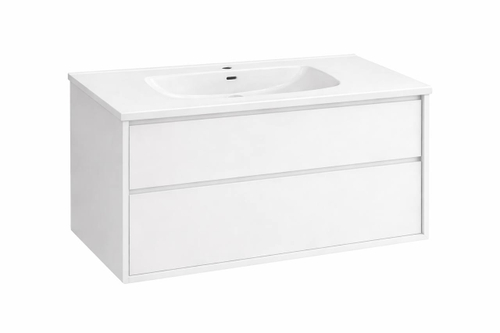 Тумба под раковину COOL с 2 выдвижными ящиками 80x45x54 CL.080.WM белый + Раковина интегрированная в столешницу VOLTERRA 81х12х46 EV.081.C белая глянцевая11