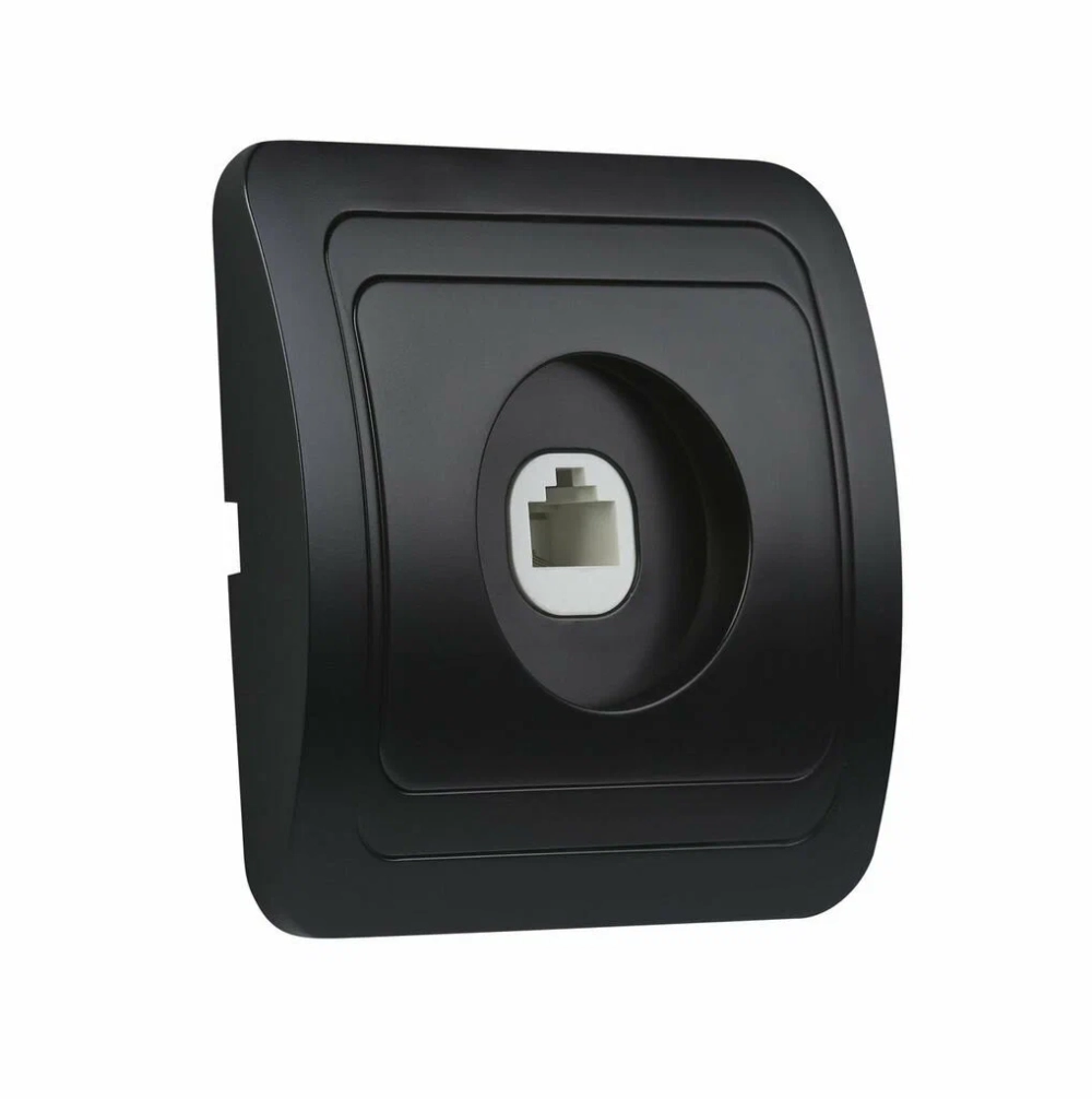 Компьютерная розетка RJ45 1-местная черная Марс SBE-02b-S1-RJ