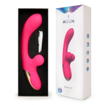 Розовый изогнутый вибратор-кролик - 21,2 см.