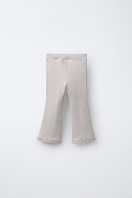 ZARA БРЮКИ-КЛЕШ ИЗ МЯГКОЙ ТКАНИ С РЕЛЬЕФНОЙ НАДПИСЬЮ, СВЕТЛО-БЕЖЕВЫЙ