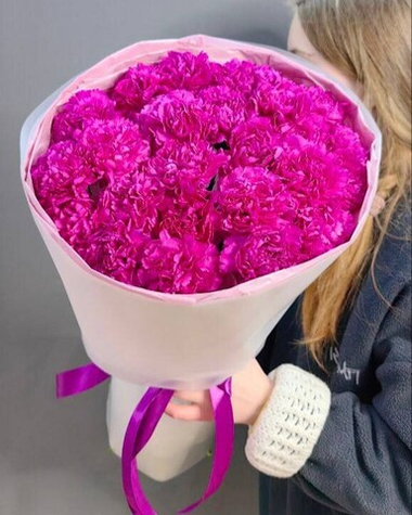 Букет из 25 малиновых диантусов