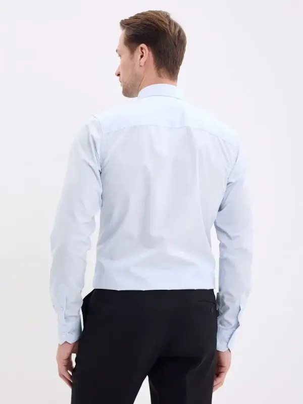 Рубашка на высокий рост LONG SLIM FIT с длинным рукавом, светло-голубая