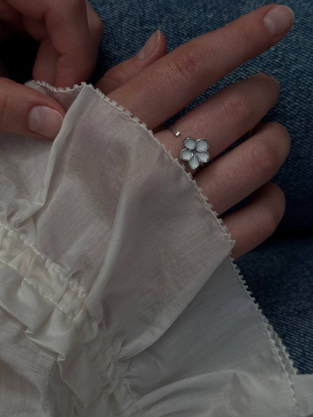 Кольцо Lilac 5, белая эмаль, разъемное