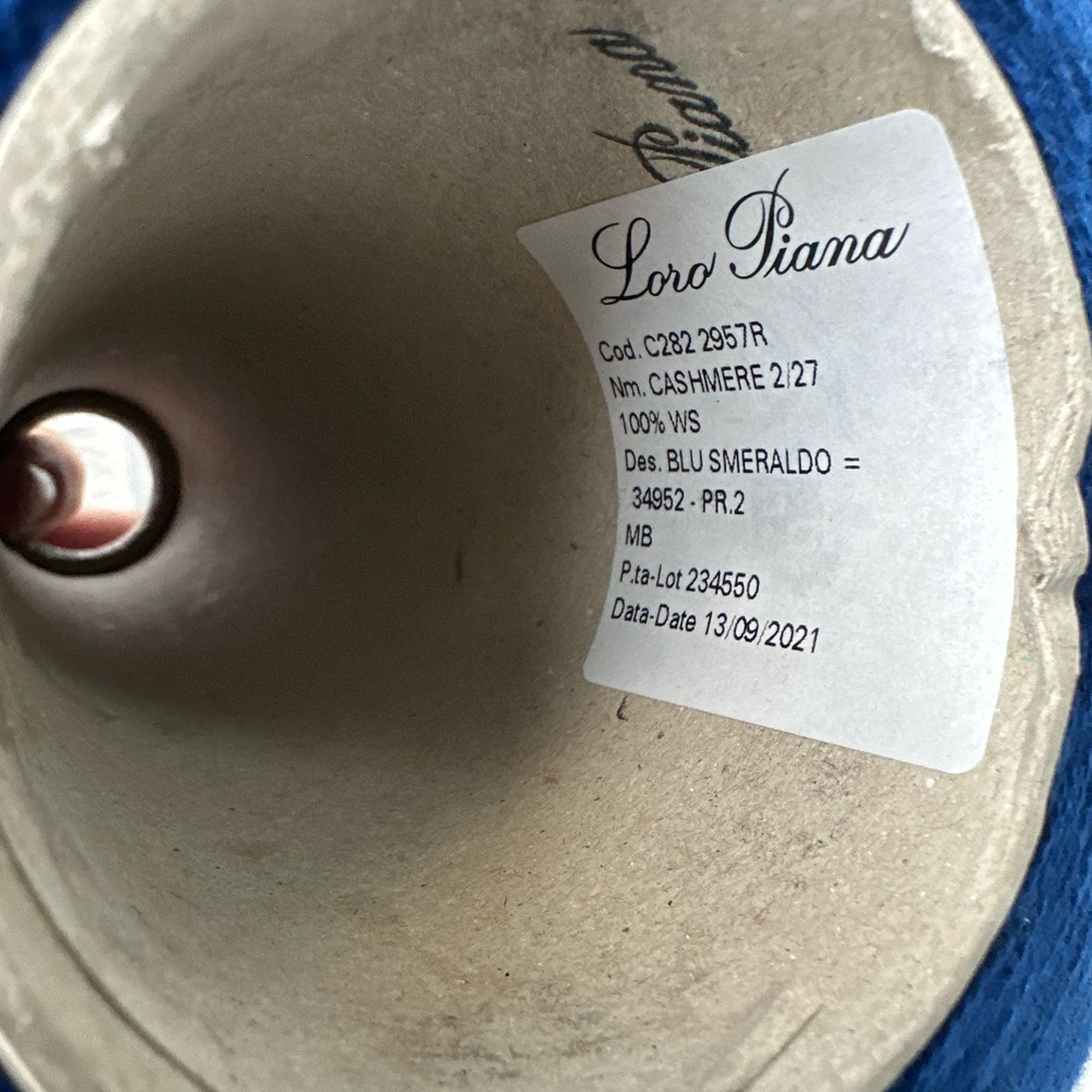 CASHMERE - Loro Piana; 100% кашемир; 1350м/100гр, (2/27); col. BLU Smeraldo, цвет: синий морской