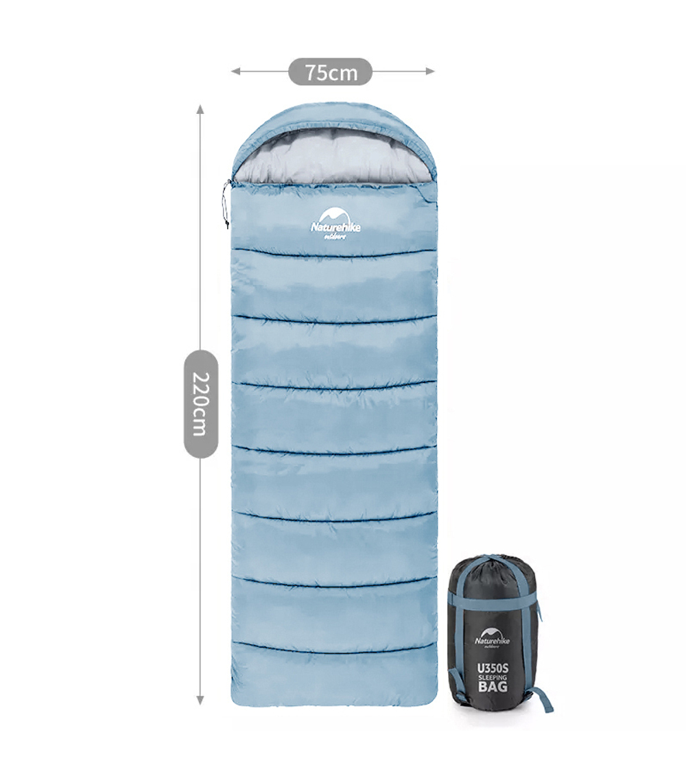 Мешок спальный Naturehike U250, (190х30)х75 см, (левый) (ТК: +6°C), голубой