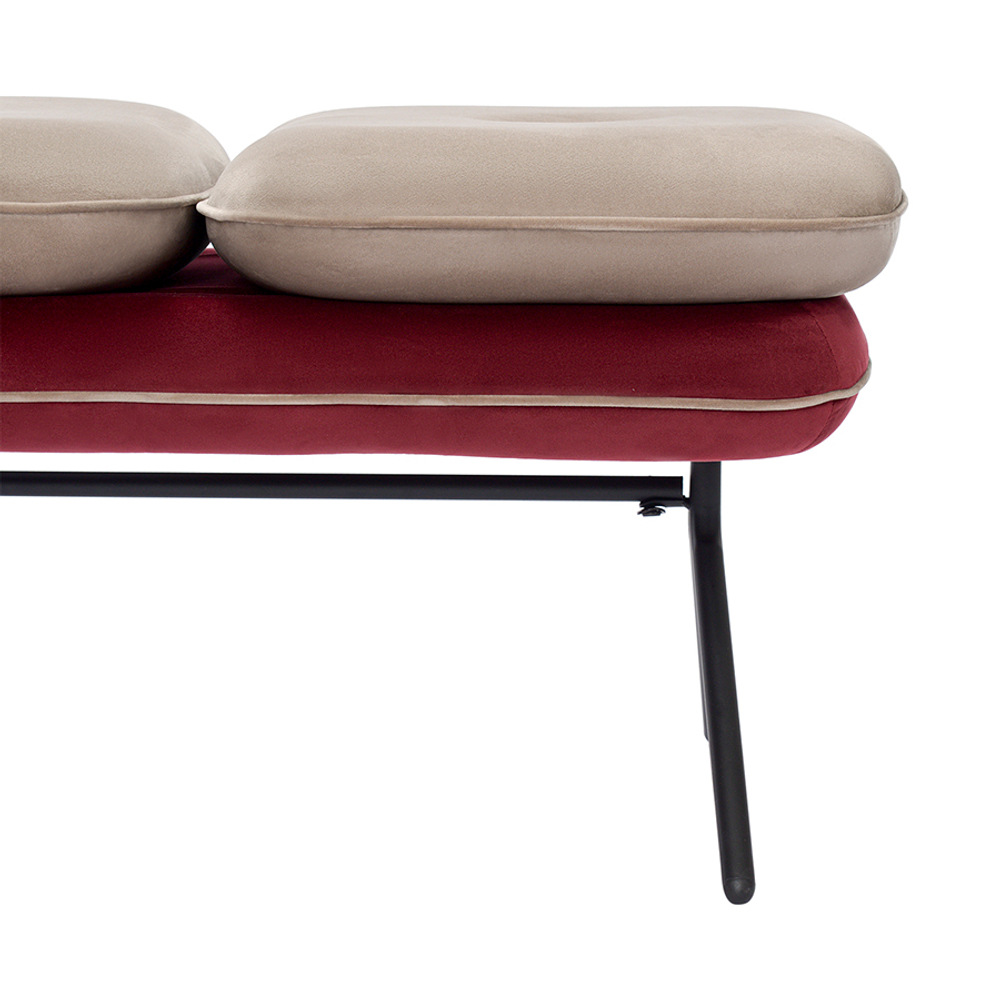 Банкетка Bergenson Bjorn Pea, велюр, бежевая/бордовая