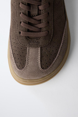 ZARA КОЖАНЫЕ КРОССОВКИ BAREFOOT, КОРИЧНЕВЫЙ