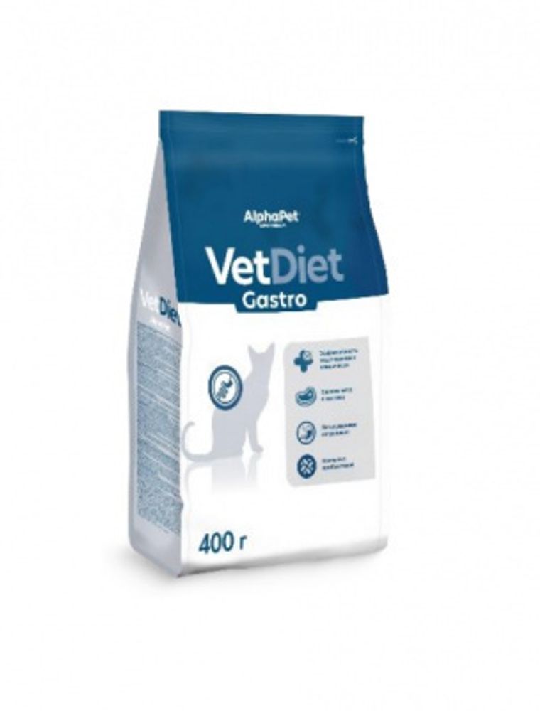 AlphaPet Vet Diet 0,4кг сухой при острых расстройствах пищеварения, в реабилитационный период и при истощении для кошек