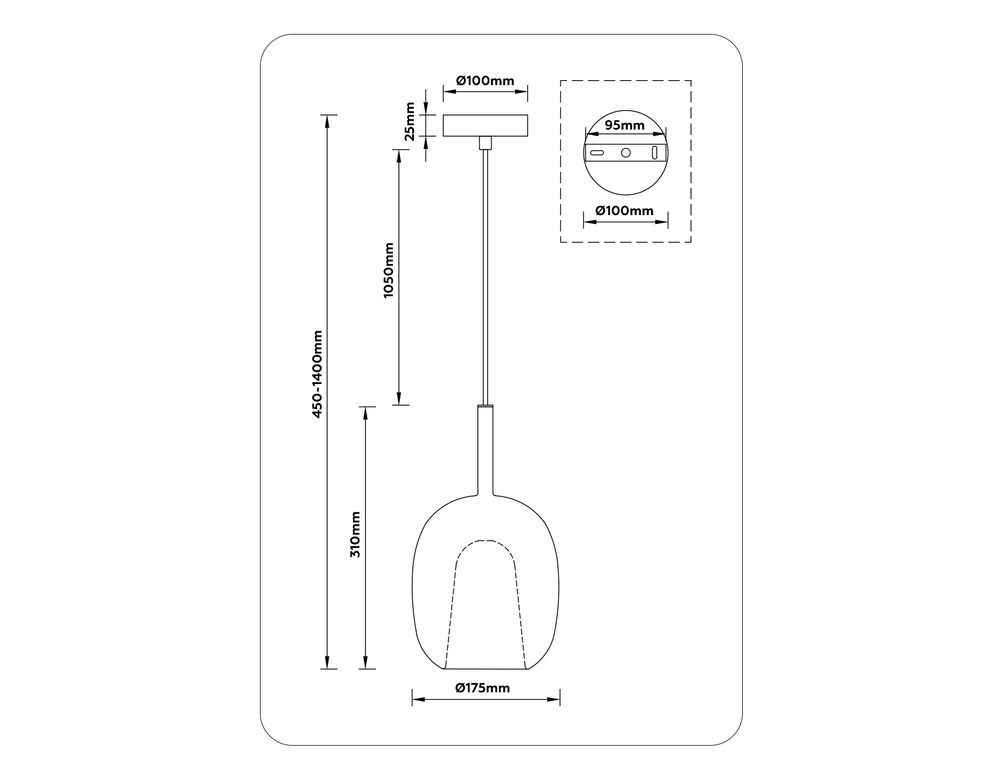 Светильник подвесной LH11121 BK/WH/CL черный/белый/прозрачный E27 max 60W D175*310
