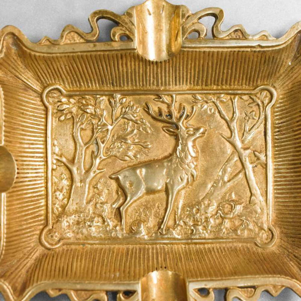 Винтажная латунная пепельница с оленем