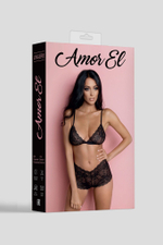 Романтичный кружевной комплект (Размер: L-XL) (Цвет: черный)