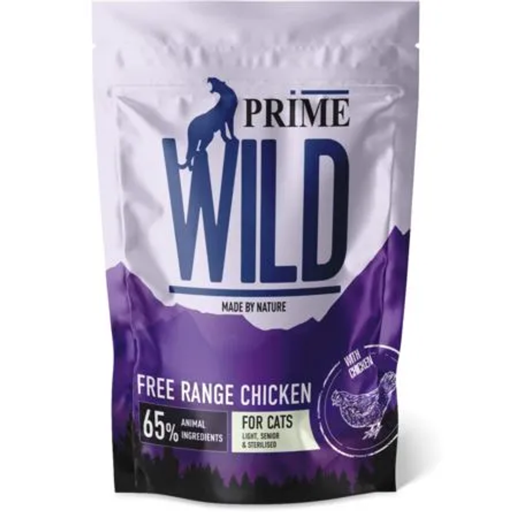 PRIME WILD 500г Grain Free Range Chicken Сухой корм беззерновой для котят и кошек с избыточной массой тела, Курица