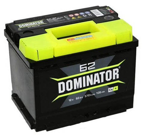 Аккумулятор 6СТ-62 А.ч., п.п., L+ Dominator