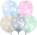 Шар (12''/30 см) Снежинки, Ассорти, пастель, 5 ст, 25 шт.