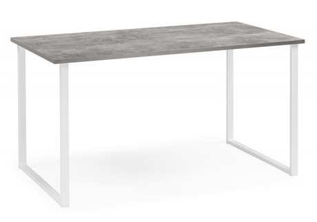Стол деревянный Woodville Лиман 140 x 80 бетон светлый, белый матовый, ножки белые