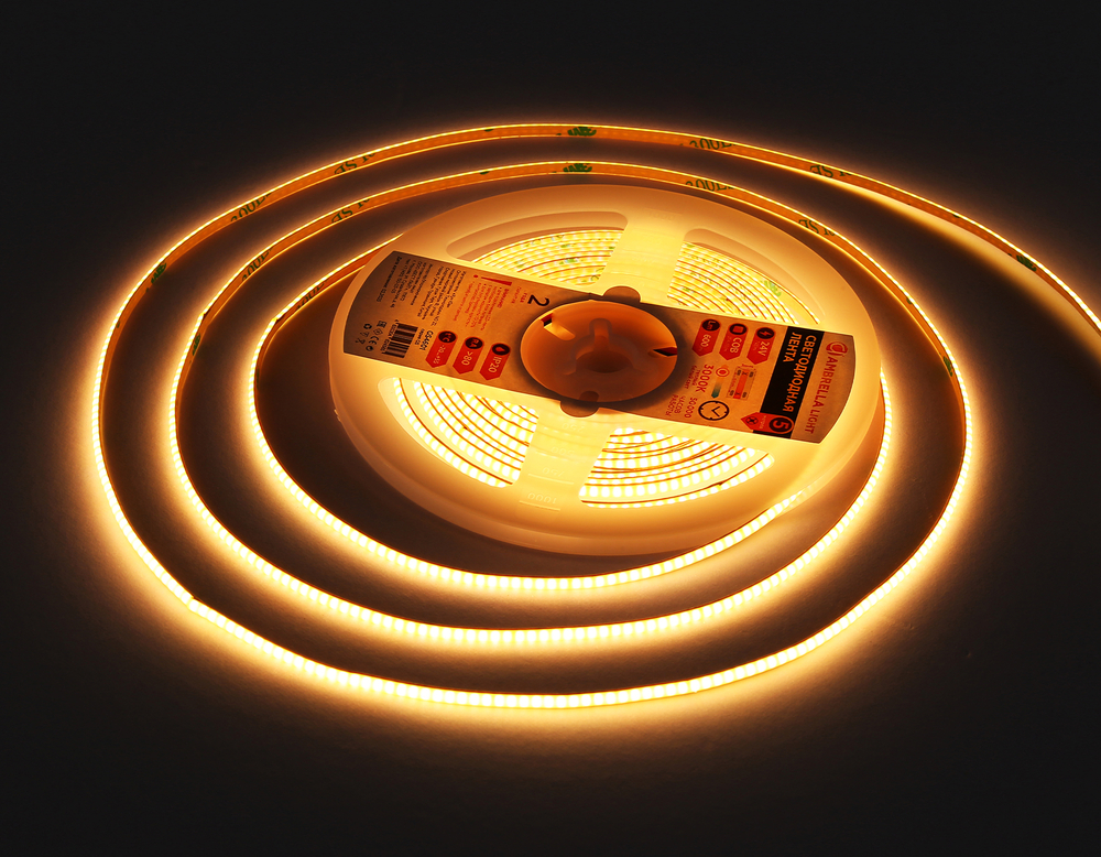 GS4601 COB 384Led/ 7W m/ 24V IP20 3000K/ 5m*3mm*2mm (2 конт.)