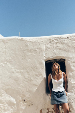 ZARA ТОП В БЕЛЬЕВОМ СТИЛЕ С ВЫШИВКОЙ, БЕЛЫЙ