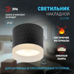 Светильник настенно-потолочный спот ЭРА OL37 BK под GX53 IP20 черный
