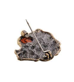 AM-2588 Брошь «Знак зодиака-Лев» (латунь, янтарь)