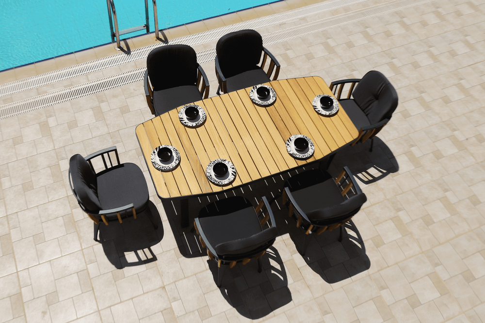 Столовая группа Storm Dinning Set 6. Алюминий, ироко. Поставка 45 дней.