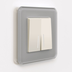 Выключатель двухклавишный с подсветкой (айвори матовый)