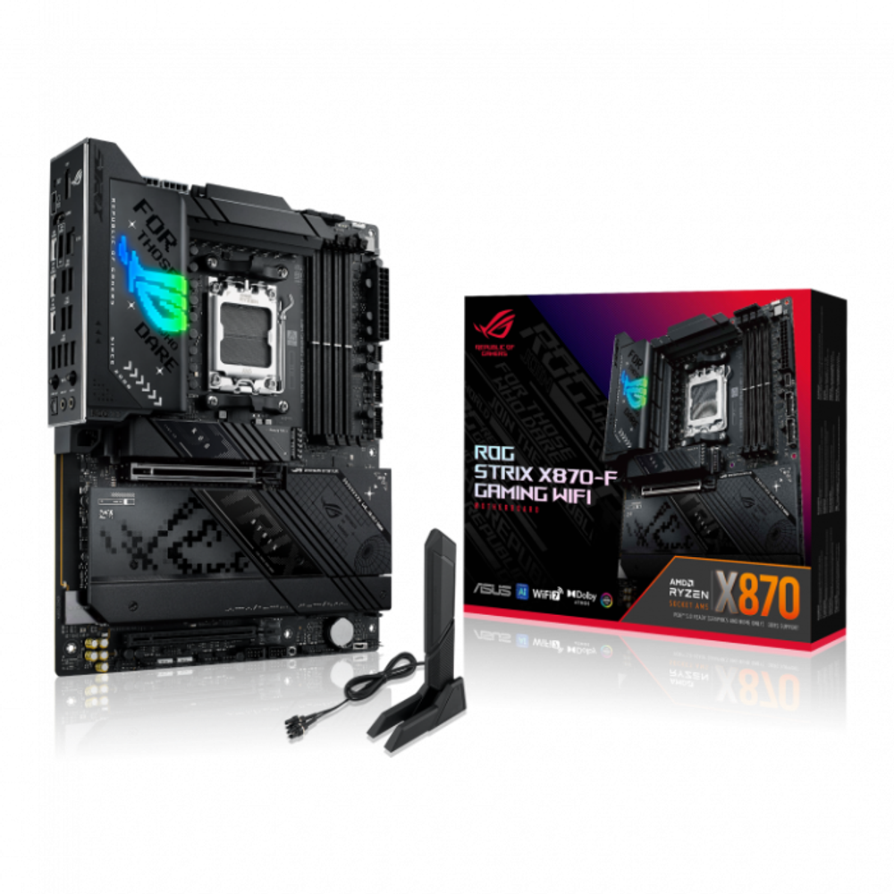 Сист.плата ASUS ROG STRIX X870-F GAMING WIFI, X870, AM5, 4xDIMM DDR5, 2xPCI-E x16, 4xM.2, SATA, DP,HDMI, 2xUSB 4.0, BOX