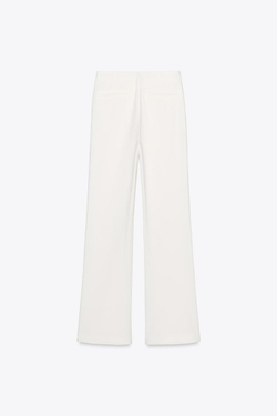 ZARA БРЮКИ FLARED С ВЫСОКОЙ ПОСАДКОЙ, ЭКРЮ