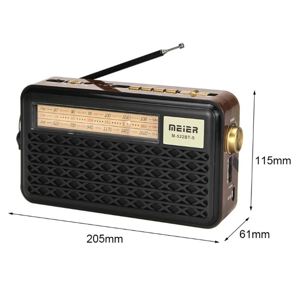 Радиоприемник с MP3 плеером +Solar panel Meier M-522BT-S