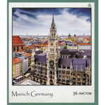 Тетрадь 36 л., А5, клетка, Alingar "Городские виды", скрепка, офсет, мелованная бумага, 5 дизайнов в пленке т/у