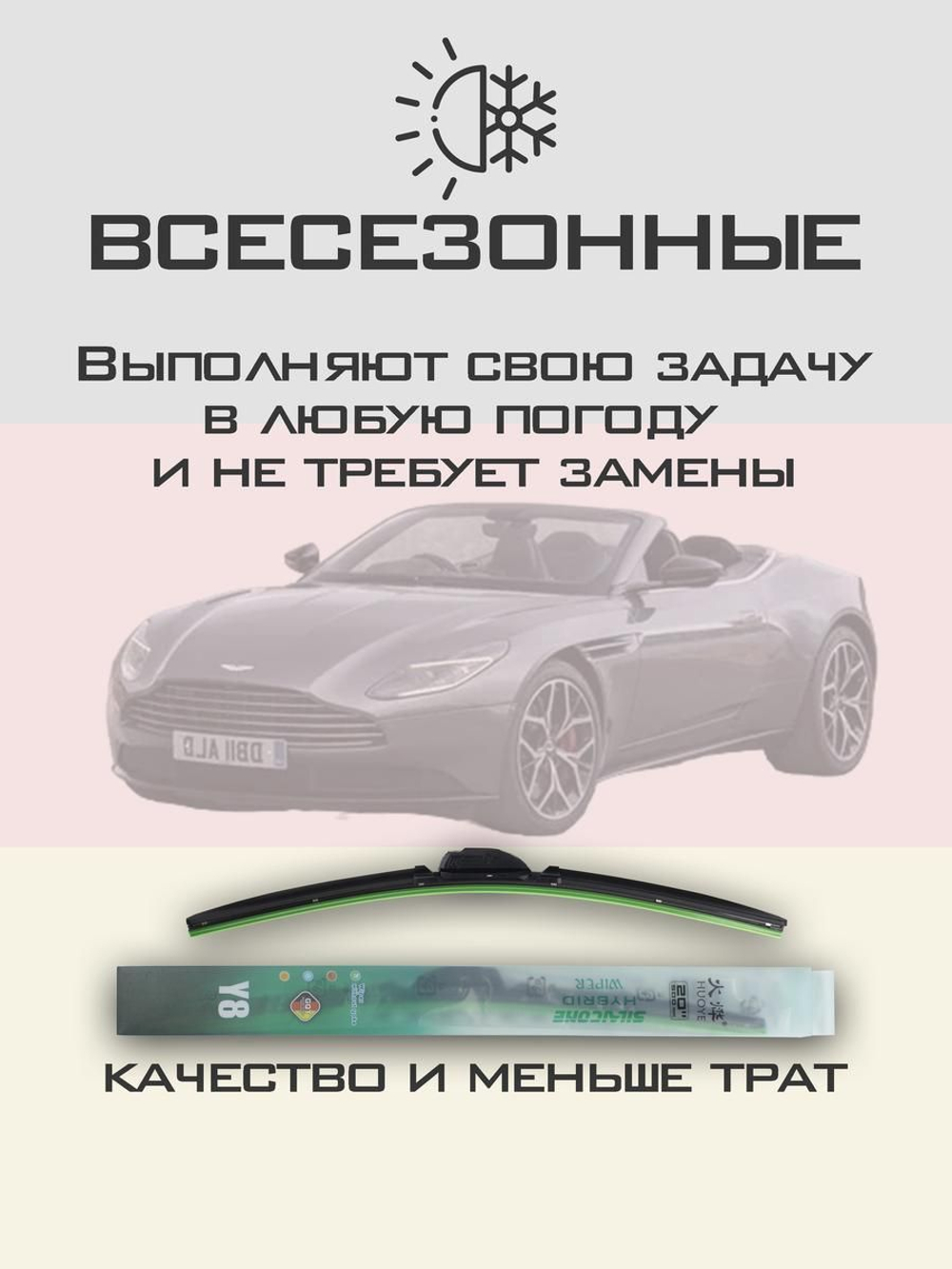 Щетки стеклоочистителя HUOYE Y8 600/600 мм на AstonMartin DB11 | Push button