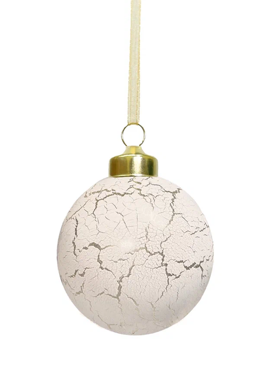 Набор стеклянных украшений Рождественский 80 мм., 9 шт., шар, капля, луковка, белый с кракелюром, Christmas DeLuxe (13049)