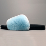 Шлепки из меха кролика рекс "Голубой"