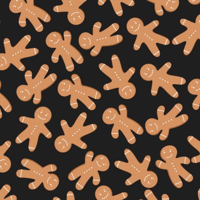 Пряничные человечки на черном фоне