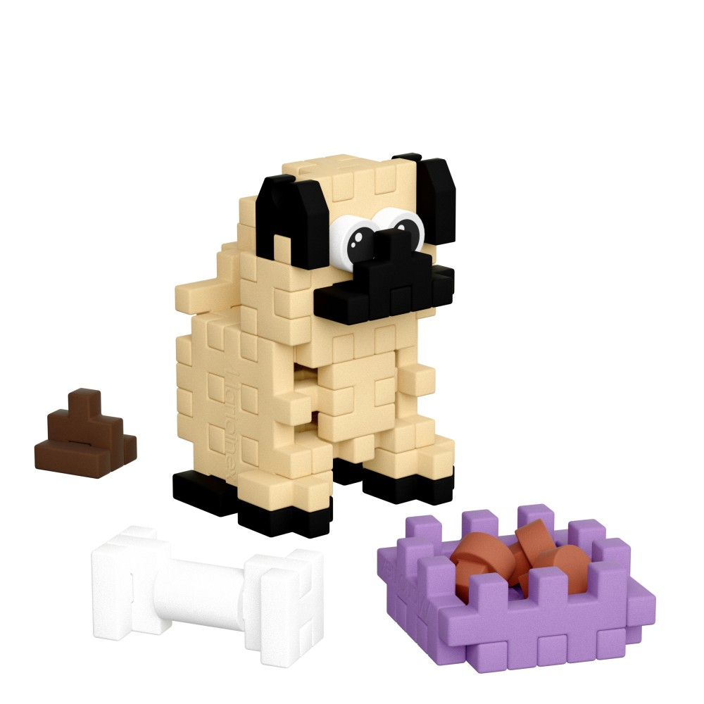 Marioinex - Мини-конструктор Waffle POCKET PETS PUPPIES Мопс 42 элемента. 907849