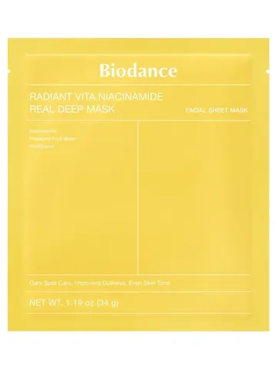 BIODANCE Гидрогелевая маска для лица с ниацинамидом для сияния кожи-Radiant Vita Niacinamide Real Deep Mask , 34г*4