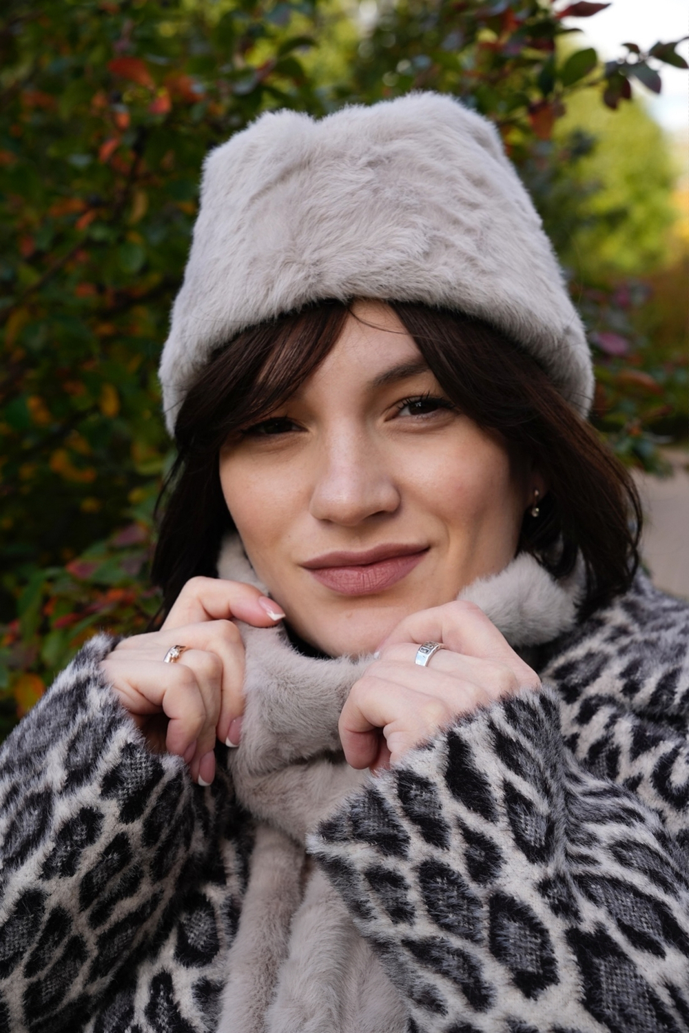 Пилотка меховая серый жемчуг