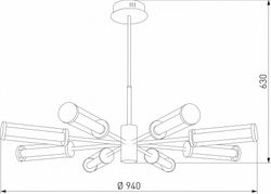 Люстра на штанге Eurosvet Stark 50386 LED латунь
