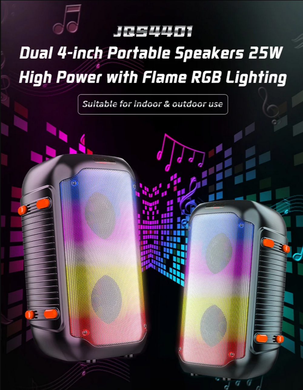 Беспроводная колонка Sing-e JQS-4401 (4"х2/20W) Multucolor