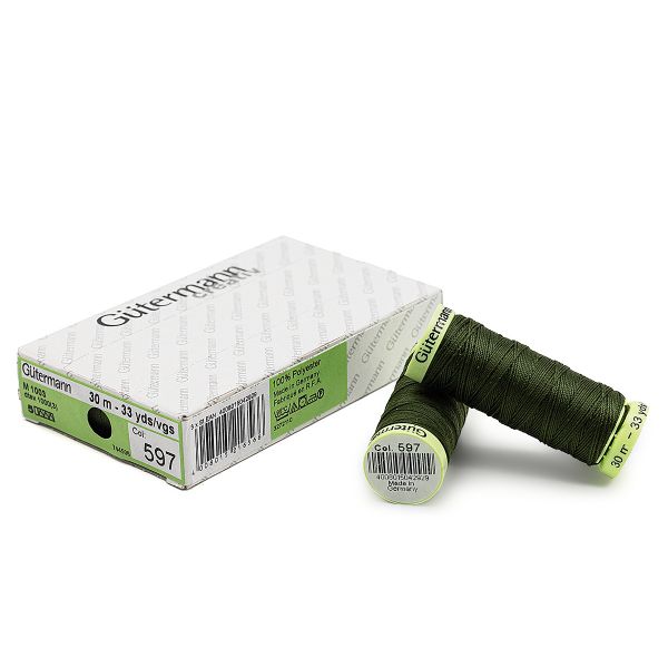Нитки отделочные Gutermann Top Stitch 30 (30 метров), 5 кат. | 597 зеленый хаки