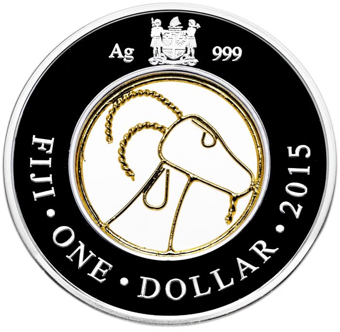 1 доллар 2015 Фиджи «Китайский гороскоп - Год козы» в футляре 1 доллар 2015 Фиджи «Китайский гороскоп - Год козы» в футляре