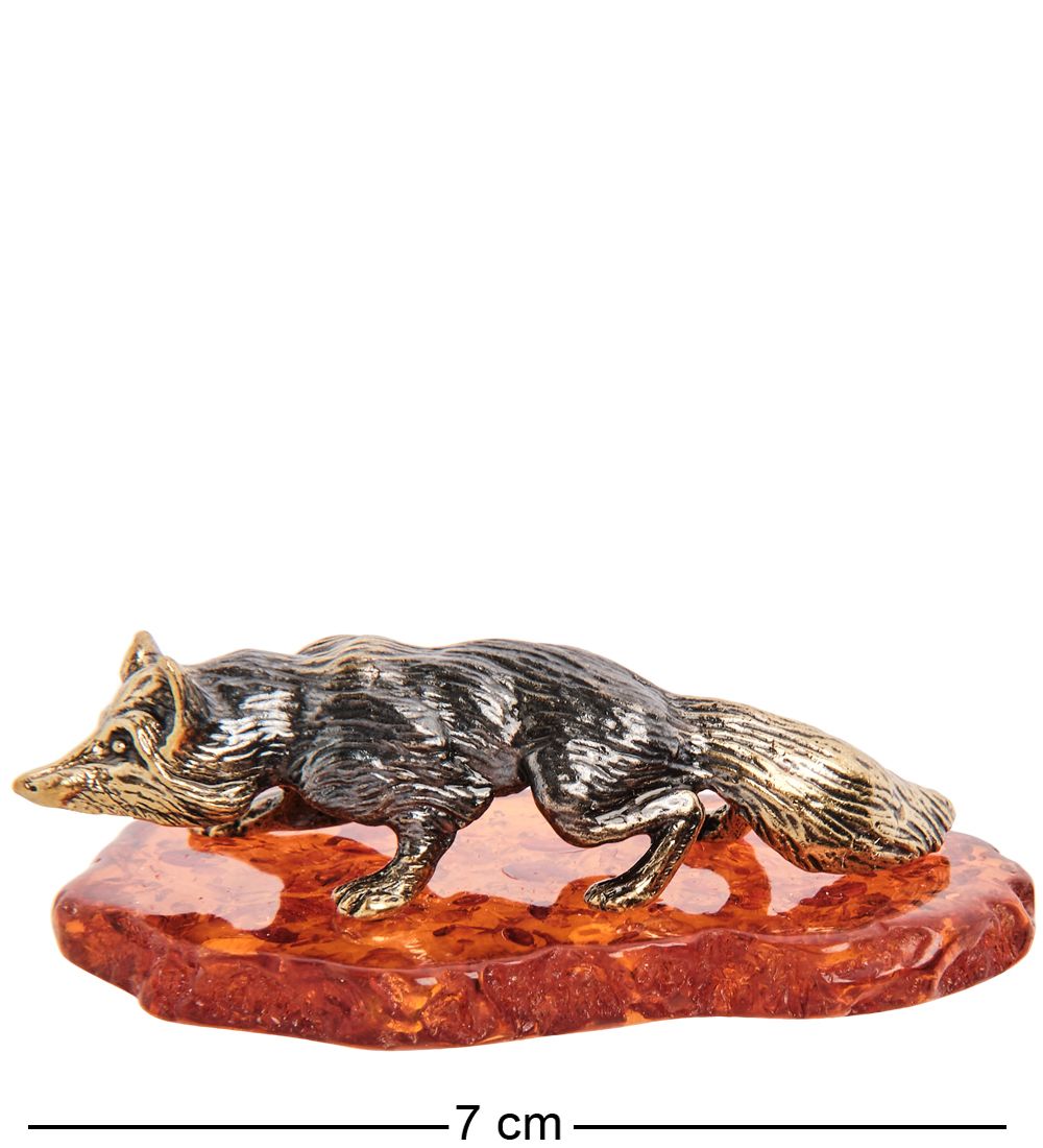 Народные промыслы AM-3161 Фигурка «Лиса» (латунь, янтарь)